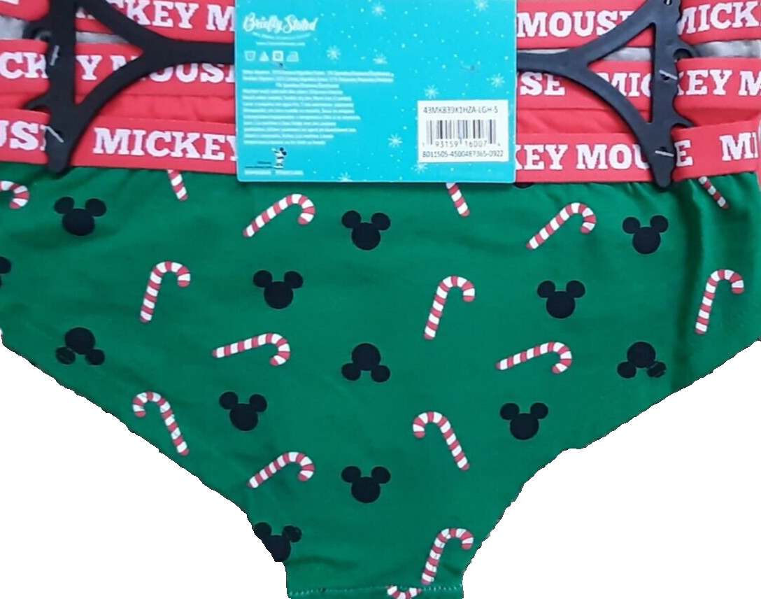 🆕️DISNEY MICKEY MOUSE 3 PAIR Womens Hipster SMALL Panties Green Red Gray