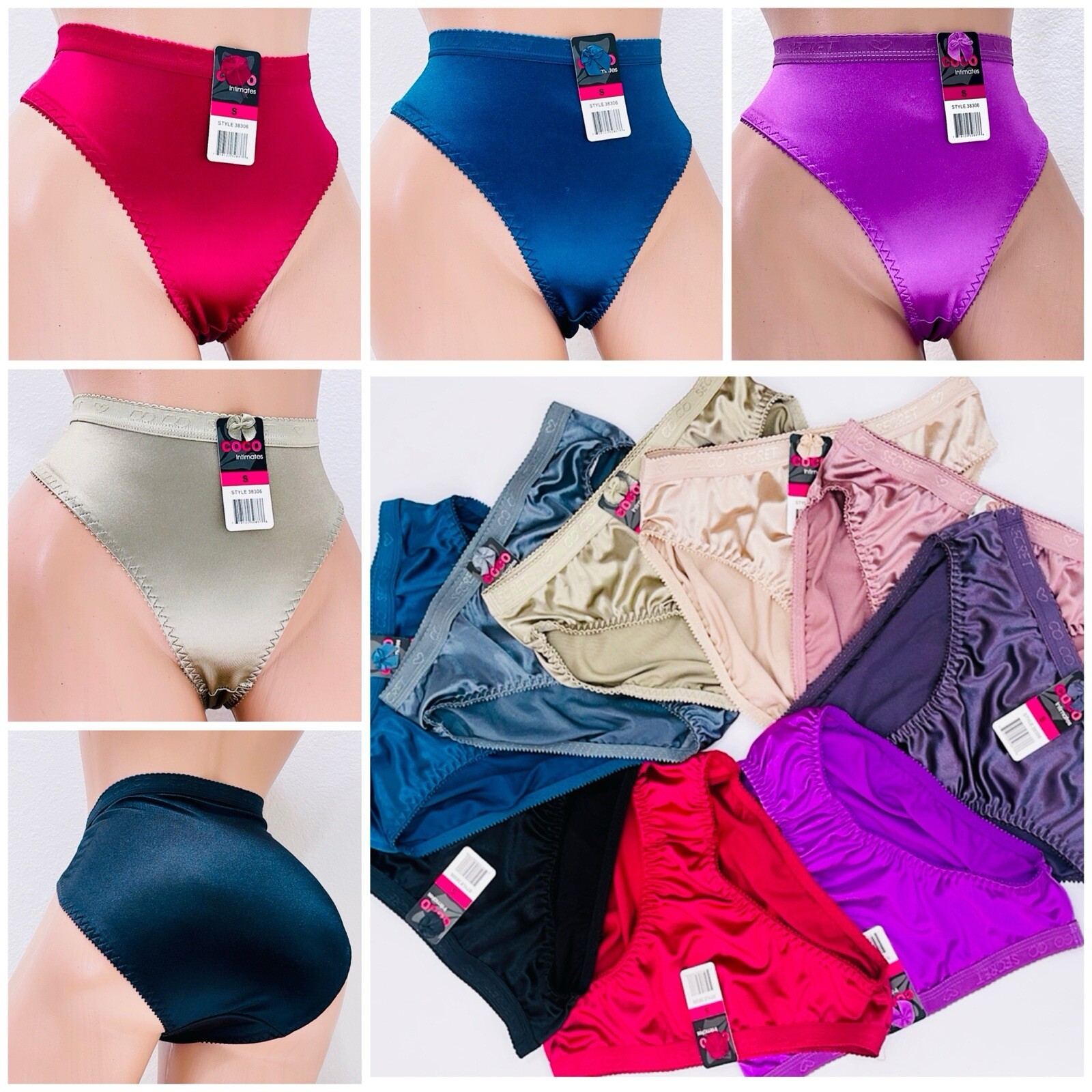 New! 6 Glossy SILKY liquid SATIN Sissy Classic CD BIKINI Panties S/ M/ L/ XL