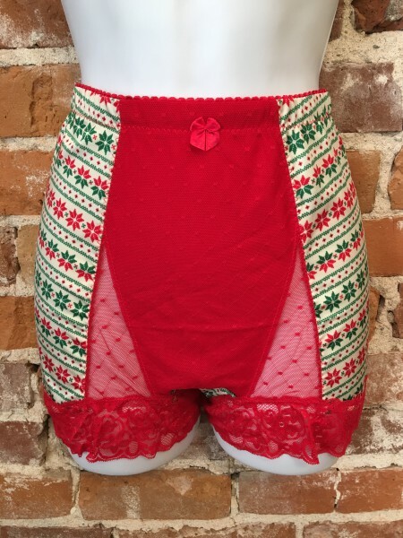Rhonda Shear Snowflake Print Lace Pin-Up Retro Style High Waist Panties New