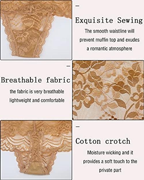 Women’s High Waisted Retro Lace Thong Panties Medium 6 Pcs All Lace Thong