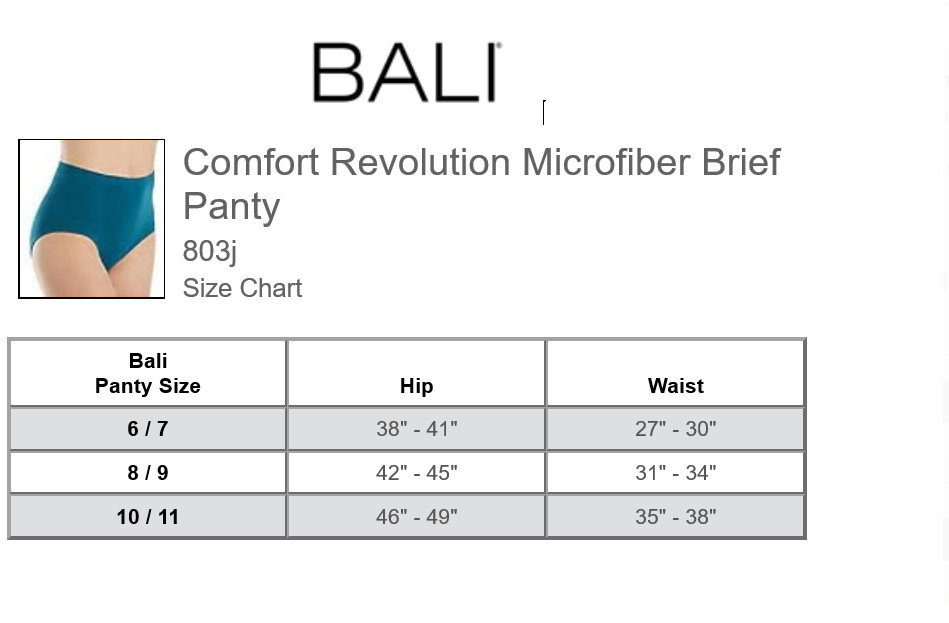 NWT Bali Comfort Revolution Microfiber Brief Underwear 803J, Size 6/7