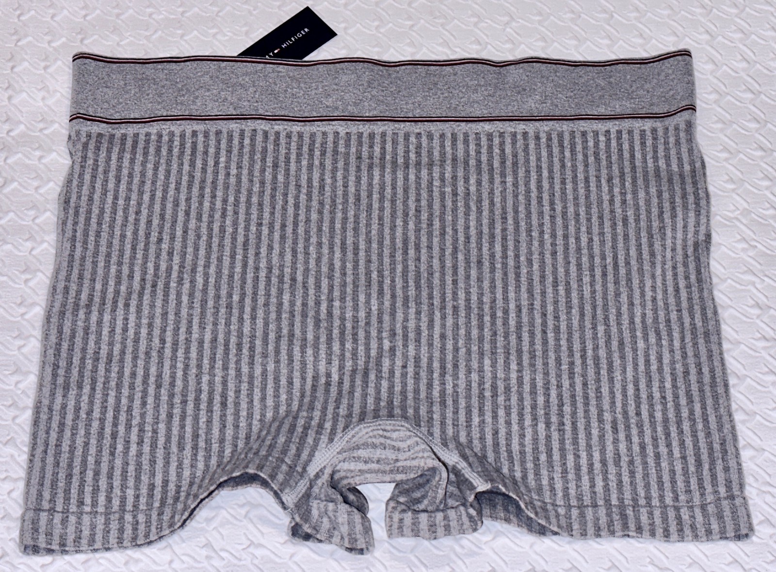 TOMMY HILFIGER Seamless Ribbed Grey Blue Red Girl Short Boyshort Panty Womens XL