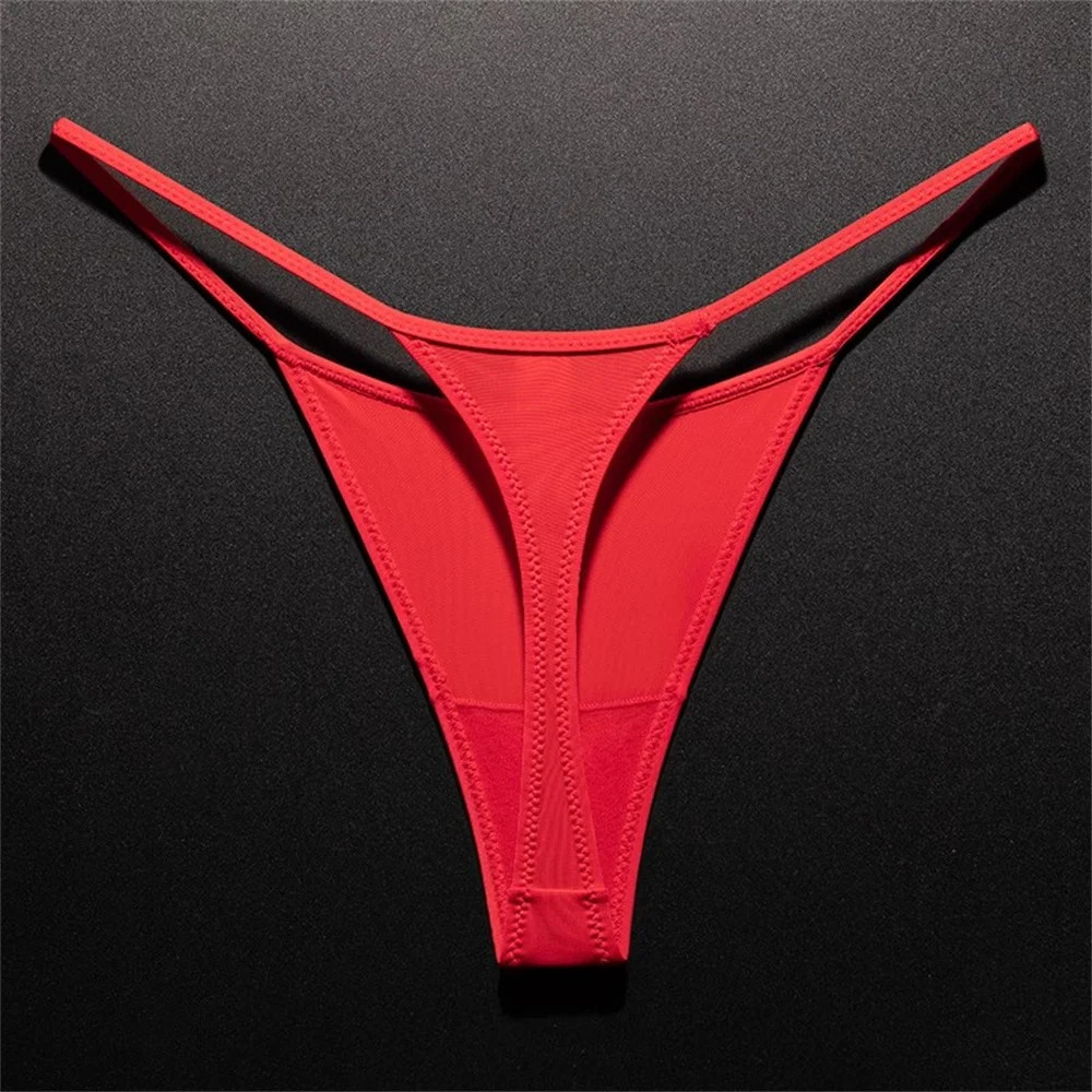 High Slit Spring/Summer New Leopard Print Thong for Women Sexy Ice Silk Seamless