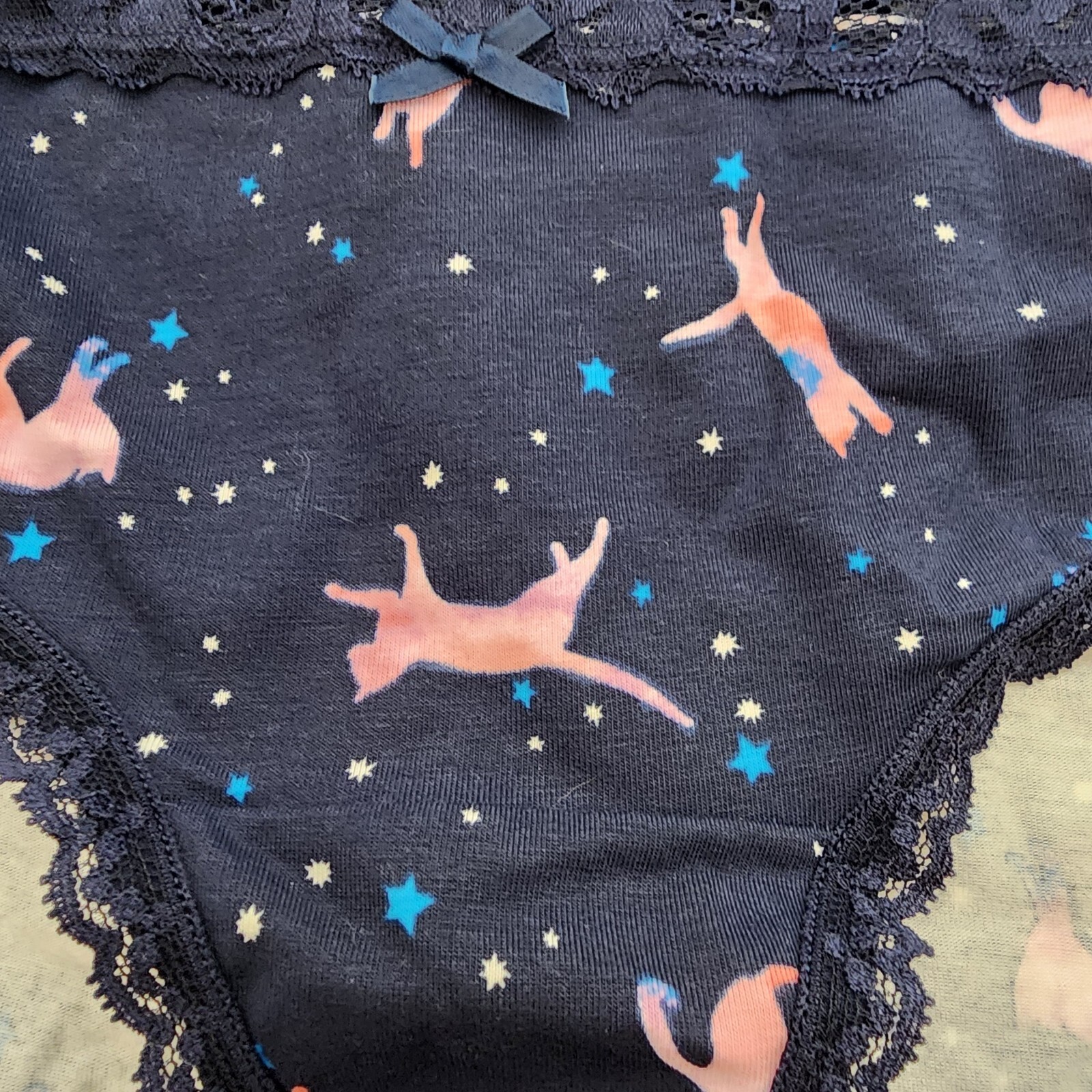 4X 26W Torrid Blue Hipster Panty Galaxy Cat Space Lace Lingerie Stars Cotton Str