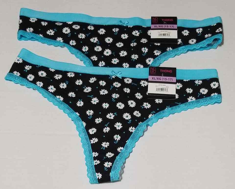 No Boundaries Cotton Thong multicolor 2Pair Size XL/XG (15-17) (LOC G-UW)