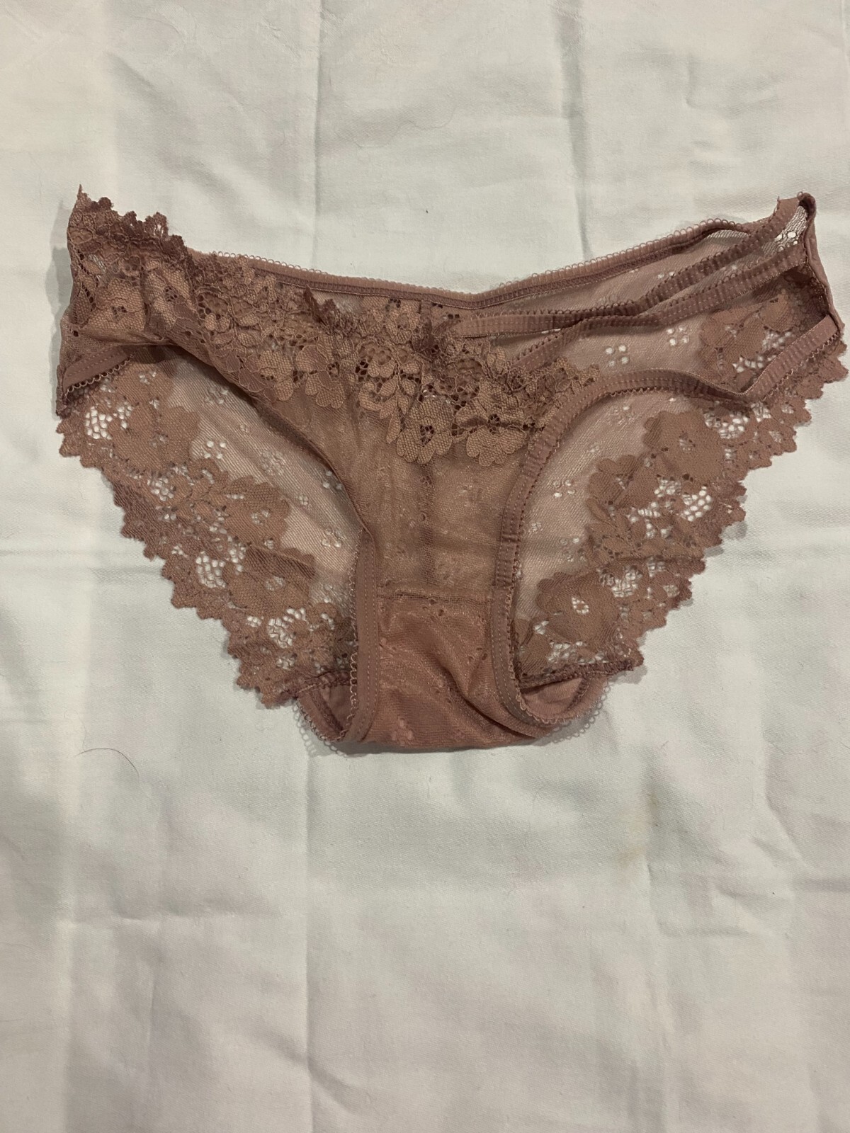 Women Floral Lace Bikini Panty Sz L Rose Low Rise Waist w/3 side staps
