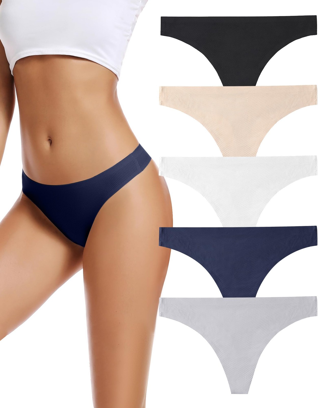 voenxe Seamless Women Underwear Thongs,No Show Ladies Thong,Invisible No Line…