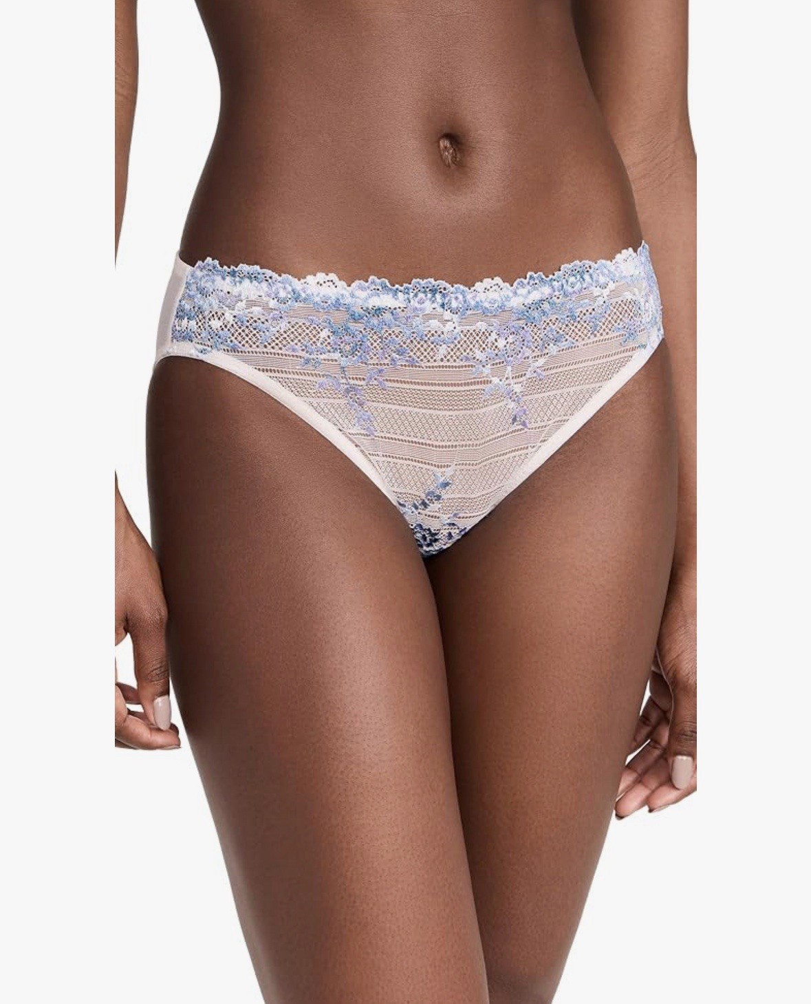 WACOAL 64391 PASTEL PARCHMENT BLUE MULTI Embrace Lace BIKINI Panties XL