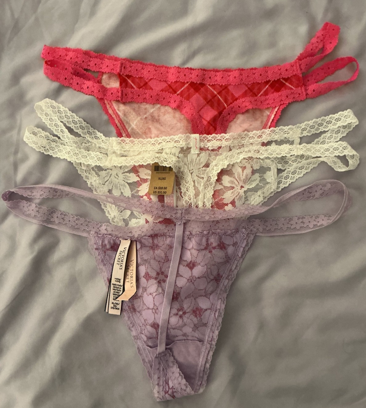 Victoria’s Secret Pink Multi-Color Strappy Thong Panties 3 pack XL (GH401-3)