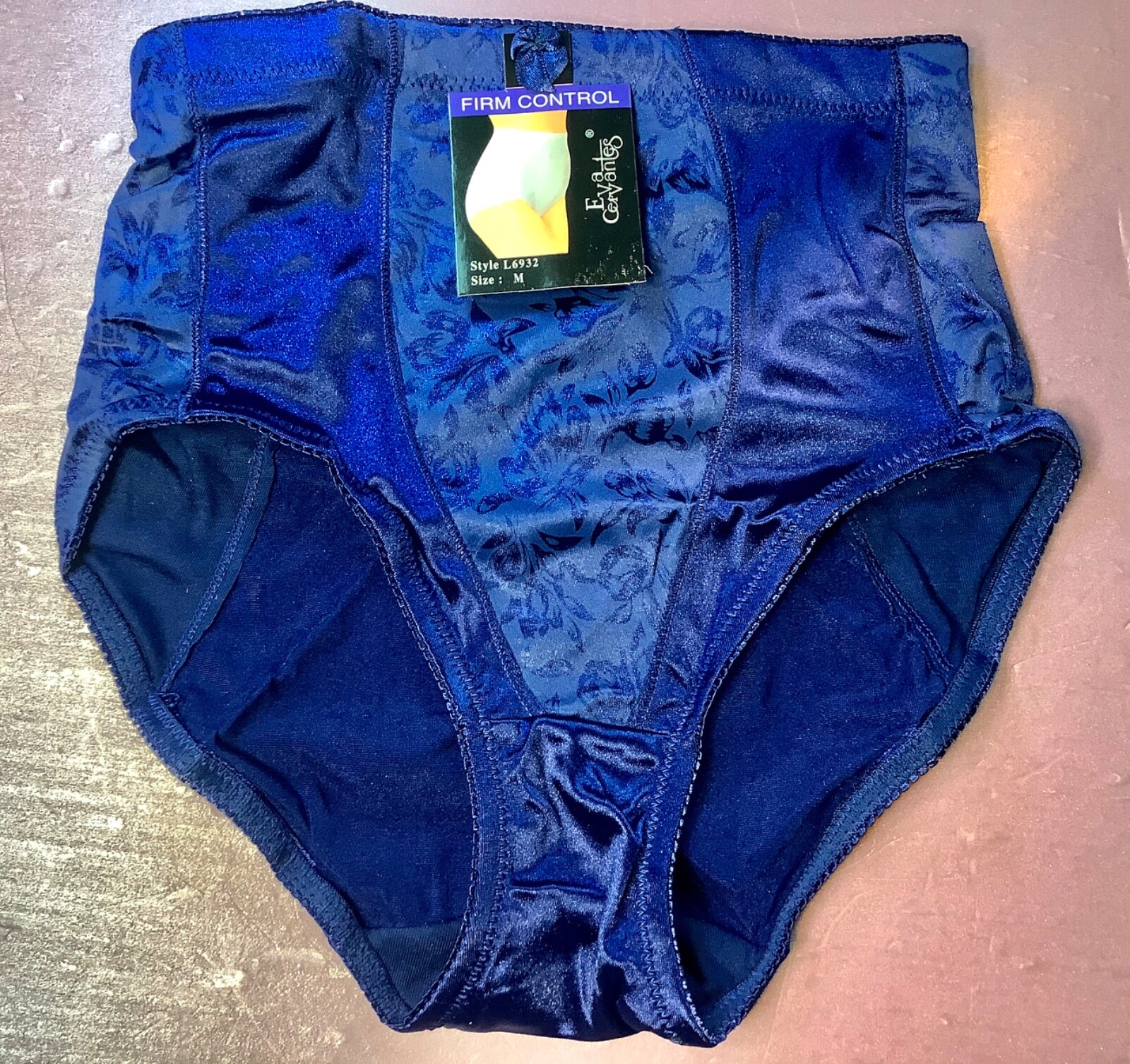 Women Panties,Briefs”Eva Cervantes”Size M. Blue Soft shiny Satin W/decoration
