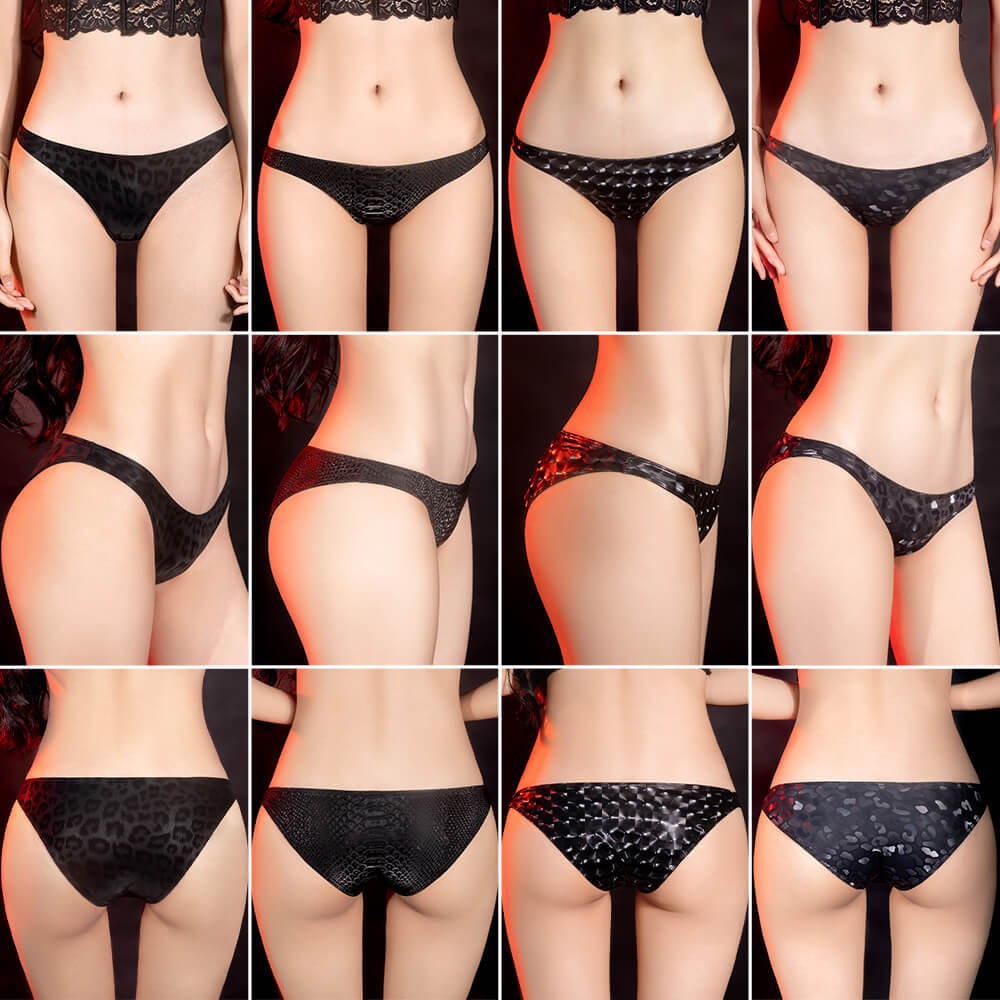 Women’s Sexy Leopard Snake Print Briefs G-string Shiny Elastic Panties Underwear