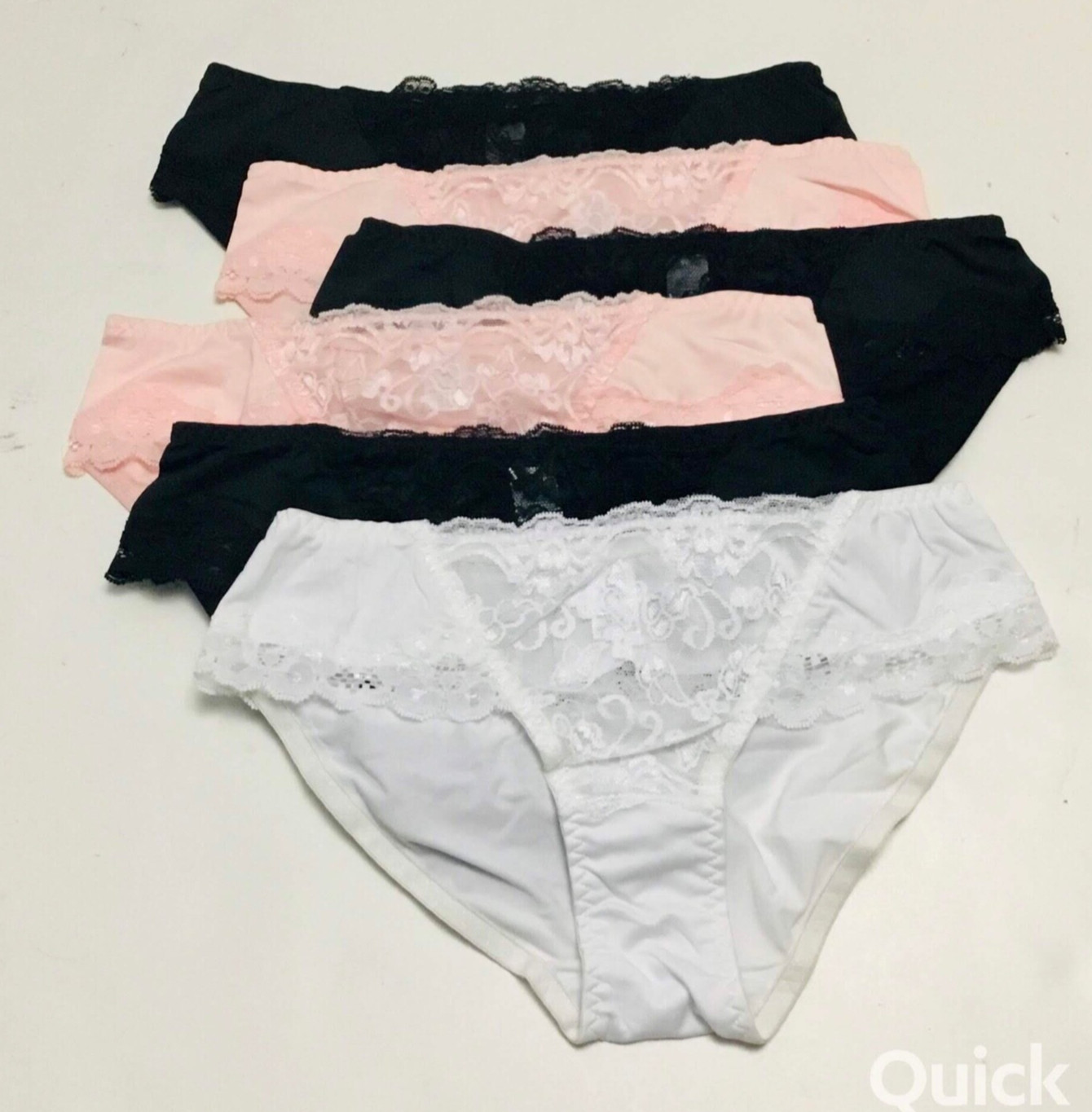 L – NWT 6 pcs Rene Rofe Floral Lace Low-Rise Panties