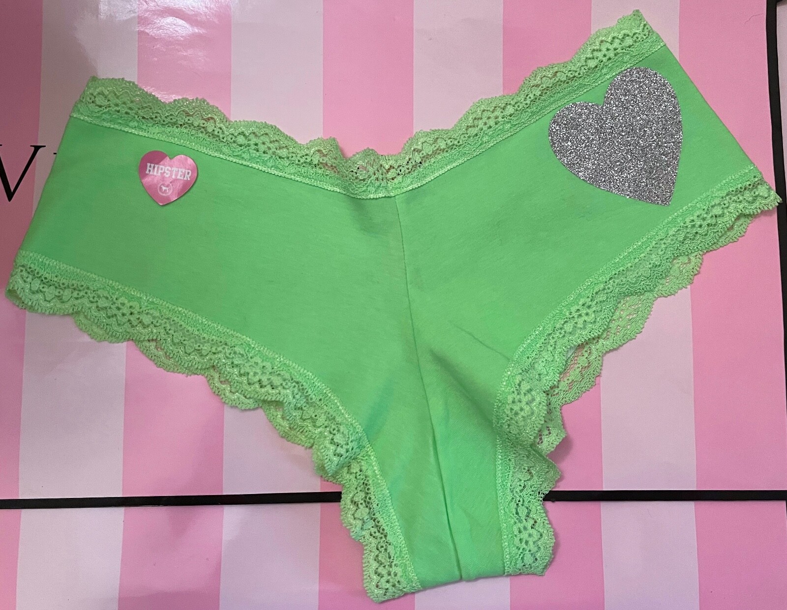 NWOT VICTORIA’S SECRET PINK S NEON GREEN VINTAGE RARE CHEEKIEST HIPSTER PANTIES