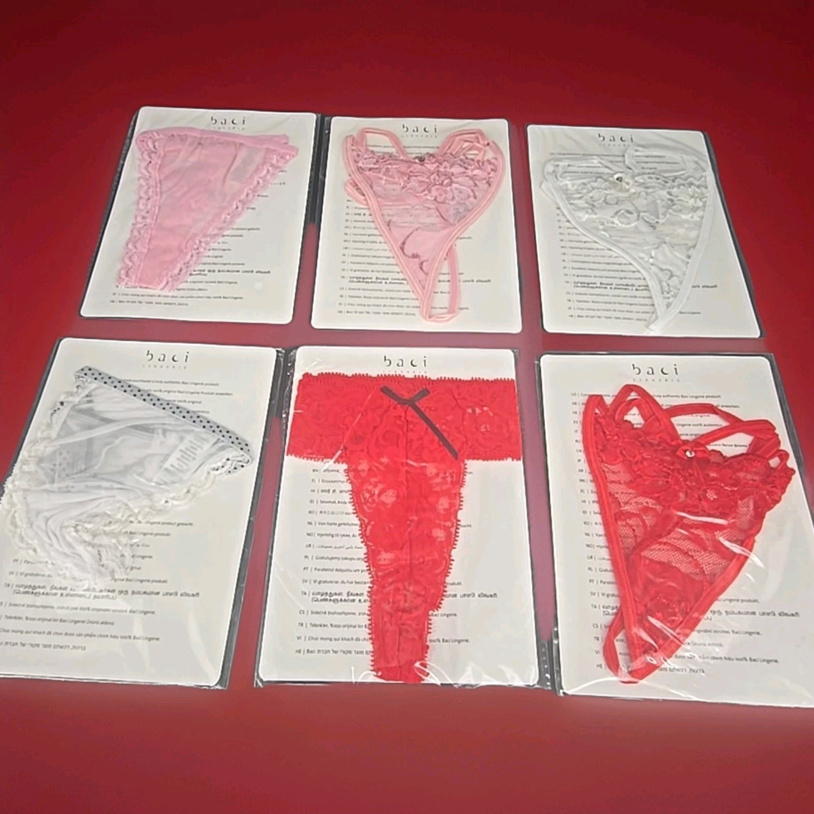 Sexy Lingerie G-String Lace Thong / Bikini Baci Low Trim Panties Sz L Lot Of 6