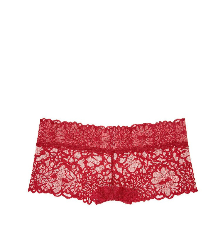 Victoria’s Secret PINK Floral Lace Cheeky Boyshort Panty Sizzling Red