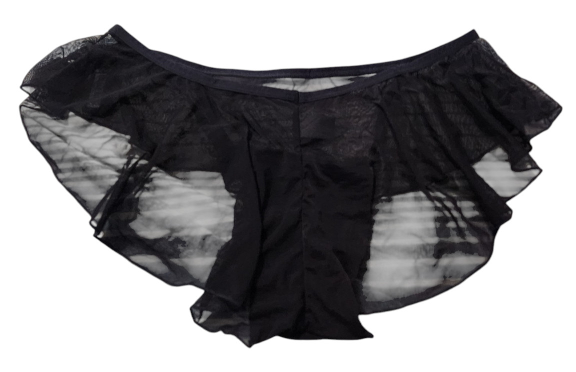 BootayBag Womens M See-Through Ruffle Underwear Panty Black Lightweight
