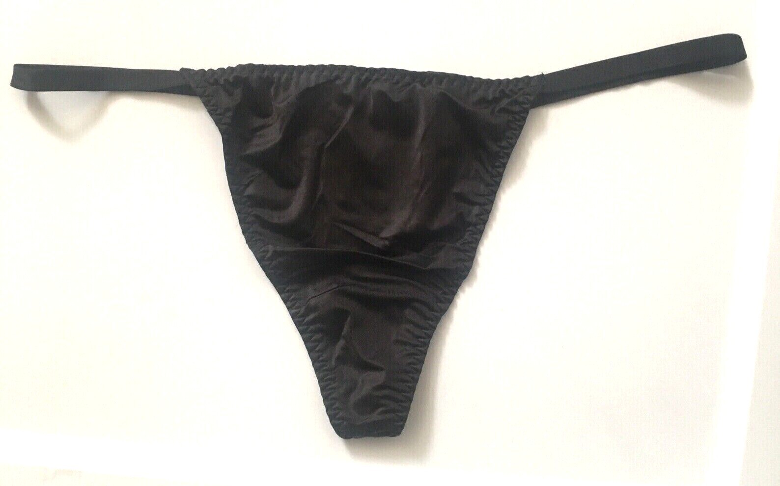 Victorias Secret Sexy Black V-String Thong Panties XS-L-XL Silky Solid Front
