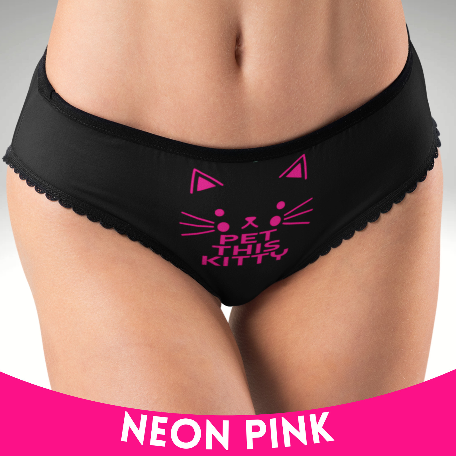Pet This Kitty Hipster Panties Cute Cat Graphic Flirty Cotton Underwear
