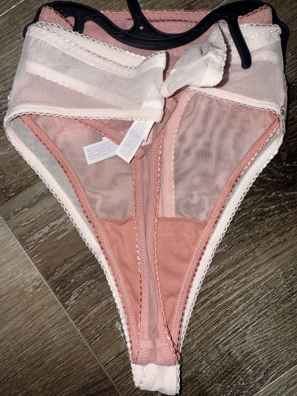 Joyspun ~ 2-Pair Womens Thong Underwear Panties Lace Nylon Embroidered (A)~ XS