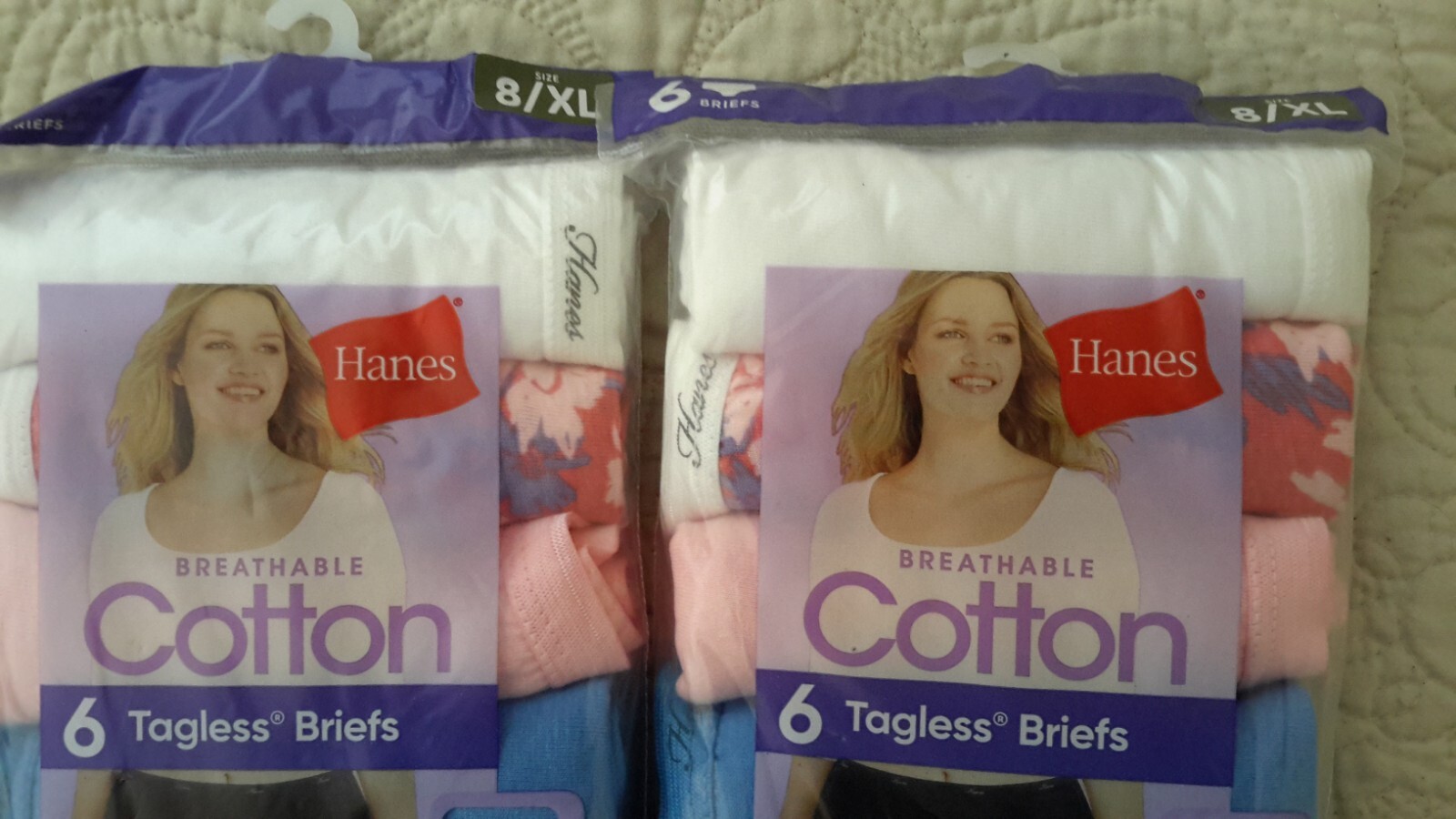 Hanes Women Size 8 XL Cotton Briefs Cool Comfort Assorted Tagless 6 Pack NEW