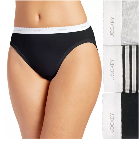 Women’s Jockey 3-Pack French Cut Classic Comfort (Gray Stripes) Cotton Underwear