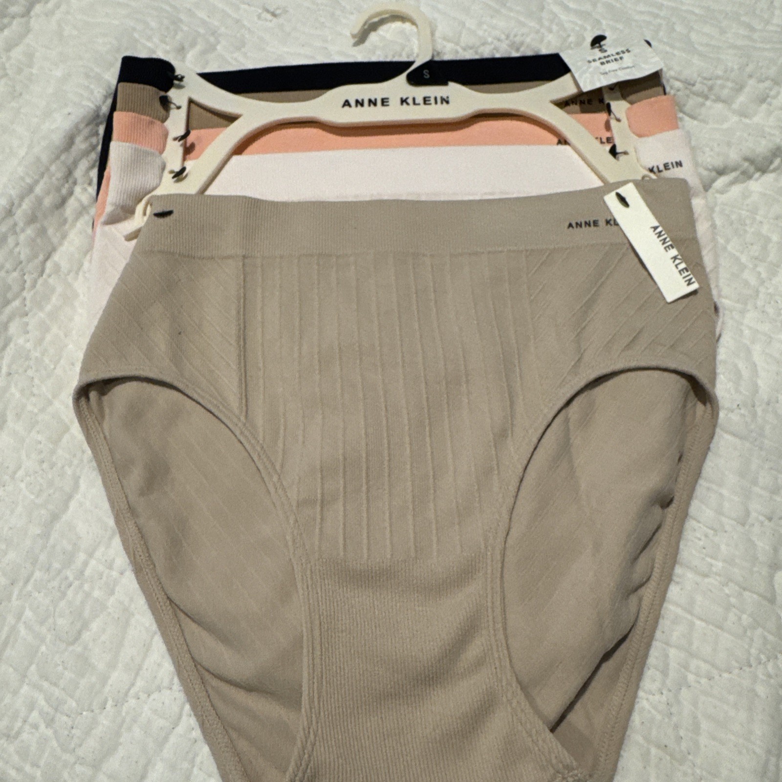 5 NEW ANNE KLEIN SEAMLESS BRIEF PANTIES UNDERWEAR SMALL NYLON SPANDEX