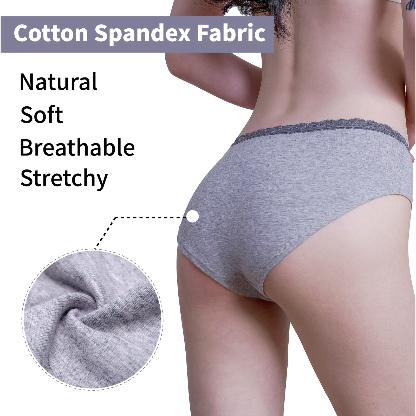 6PK Womens Cotton Underwear Lace Hipster Panties Briefs Assorted Colors