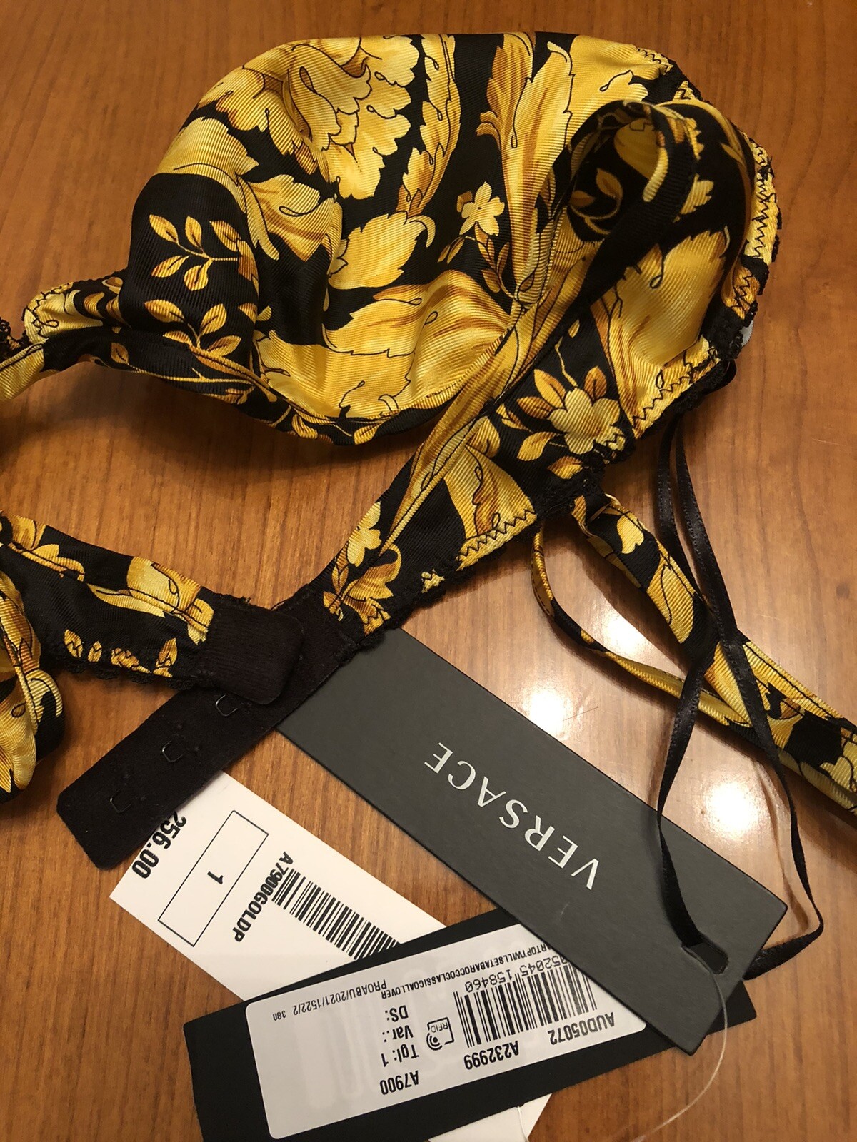 VERSACE Barocco graphic-print silk bralette Size IT 1 (XS)