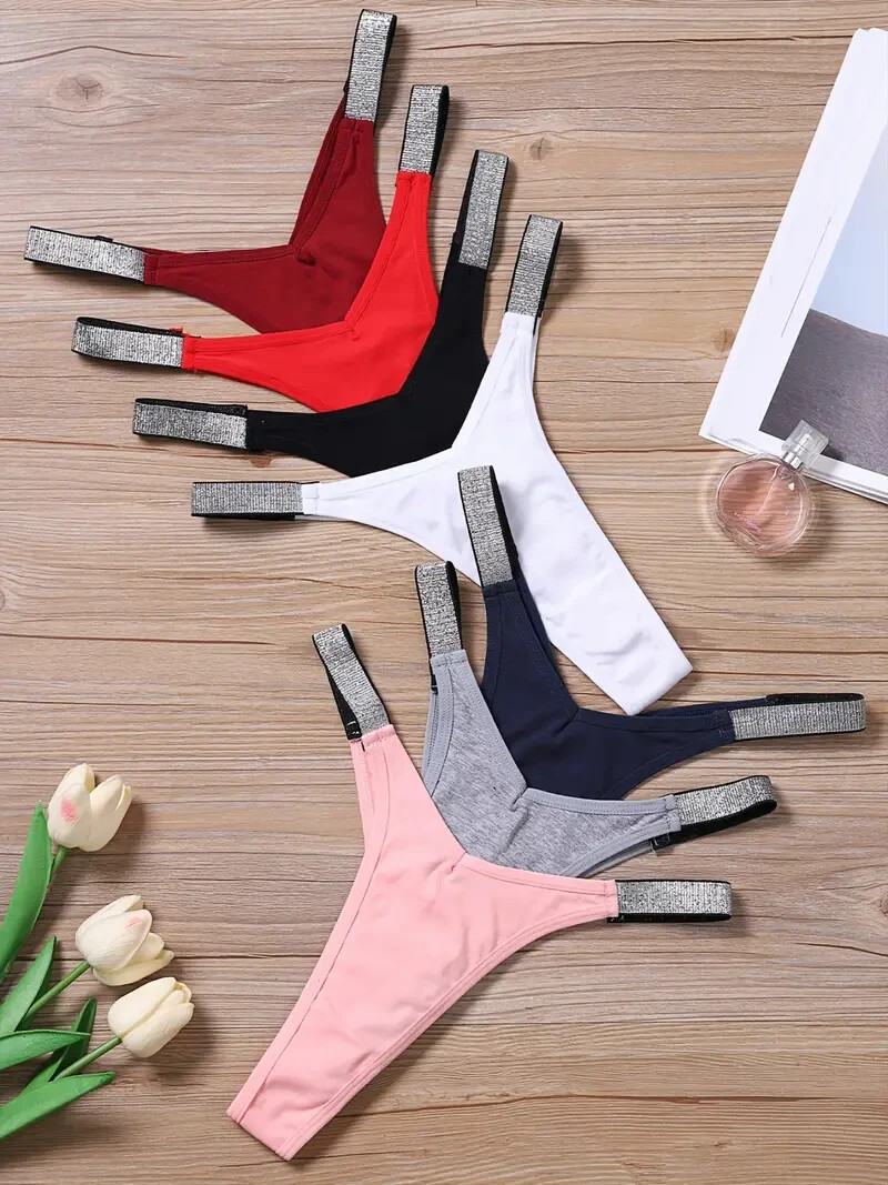 7pcs Women’s Mixed Color Low Waist Tanga Panties – Soft, Breathable Cheeky Fit