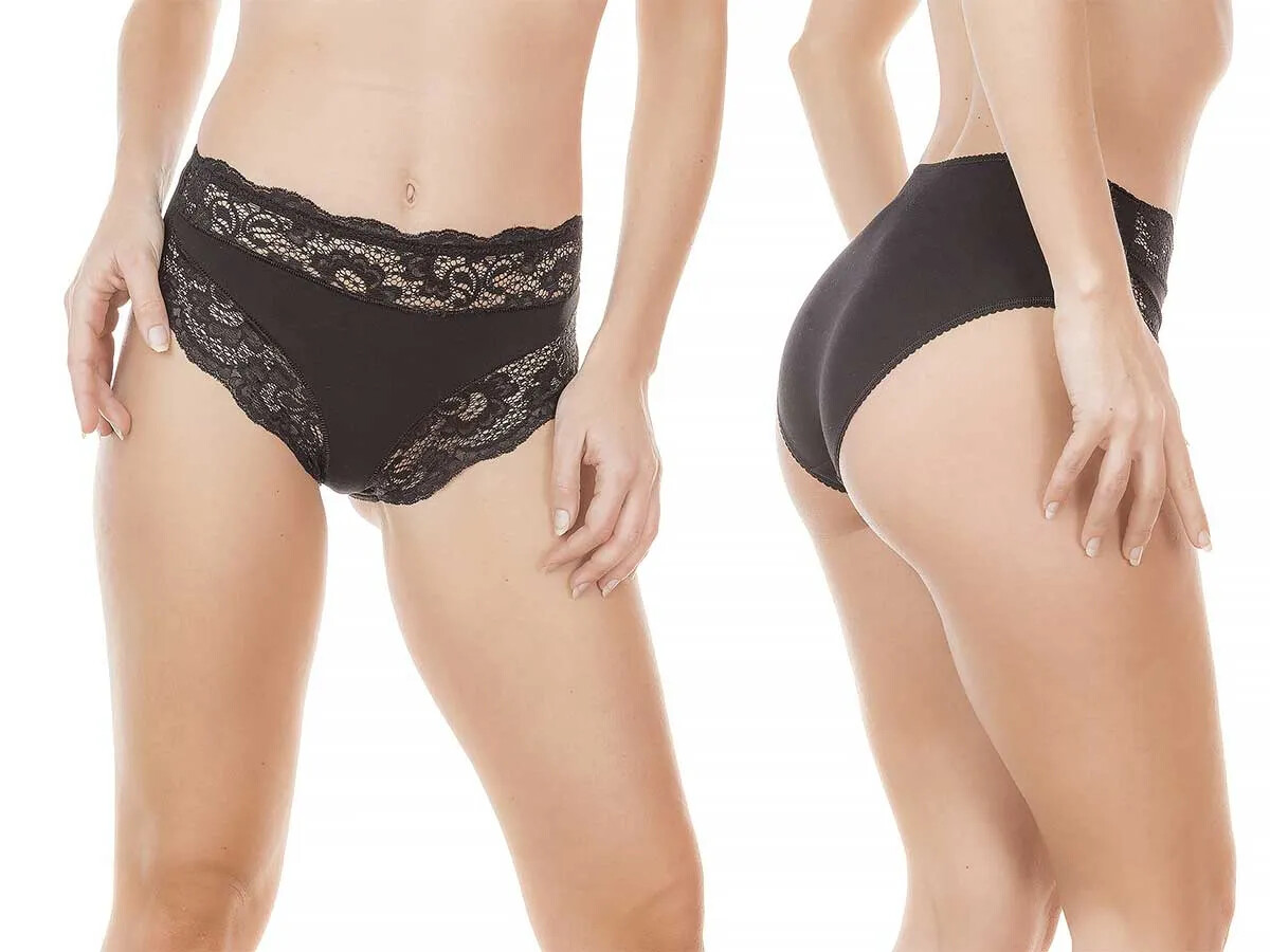Jadea 742 Women Cotton Modal Stretch Lace High Waist Midi Briefs
