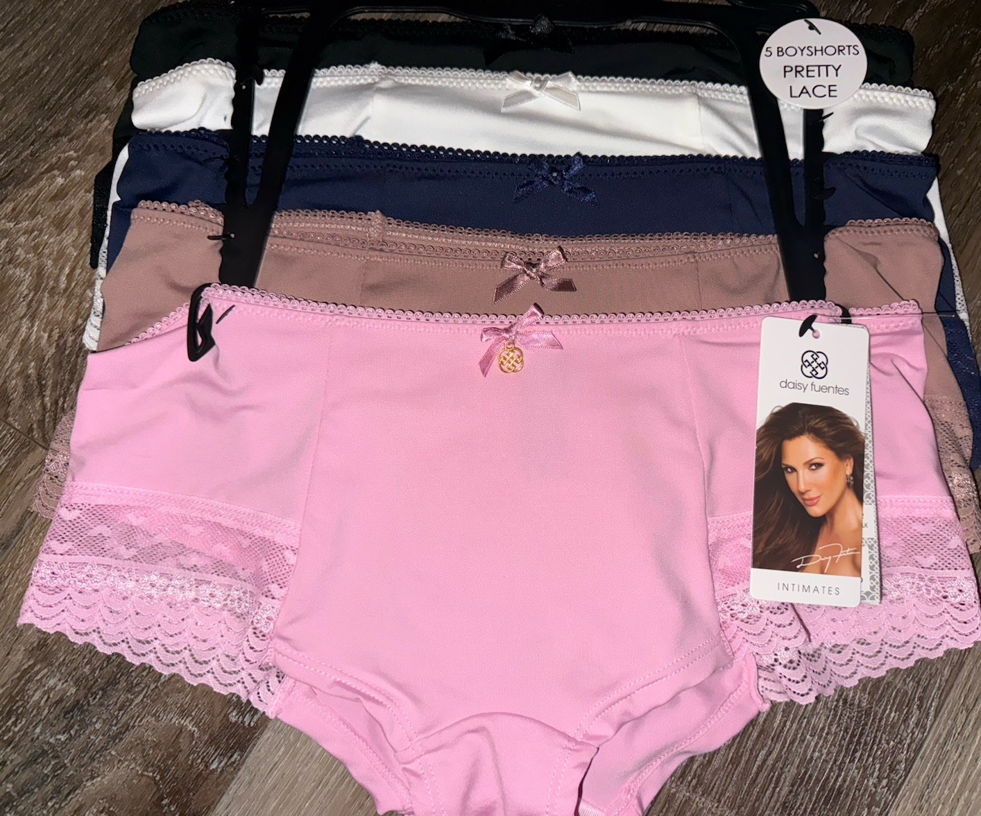 Daisy Fuentes ~ Women’s Boyshort Underwear Panties Polyester Blend 5-Pair ~ XL