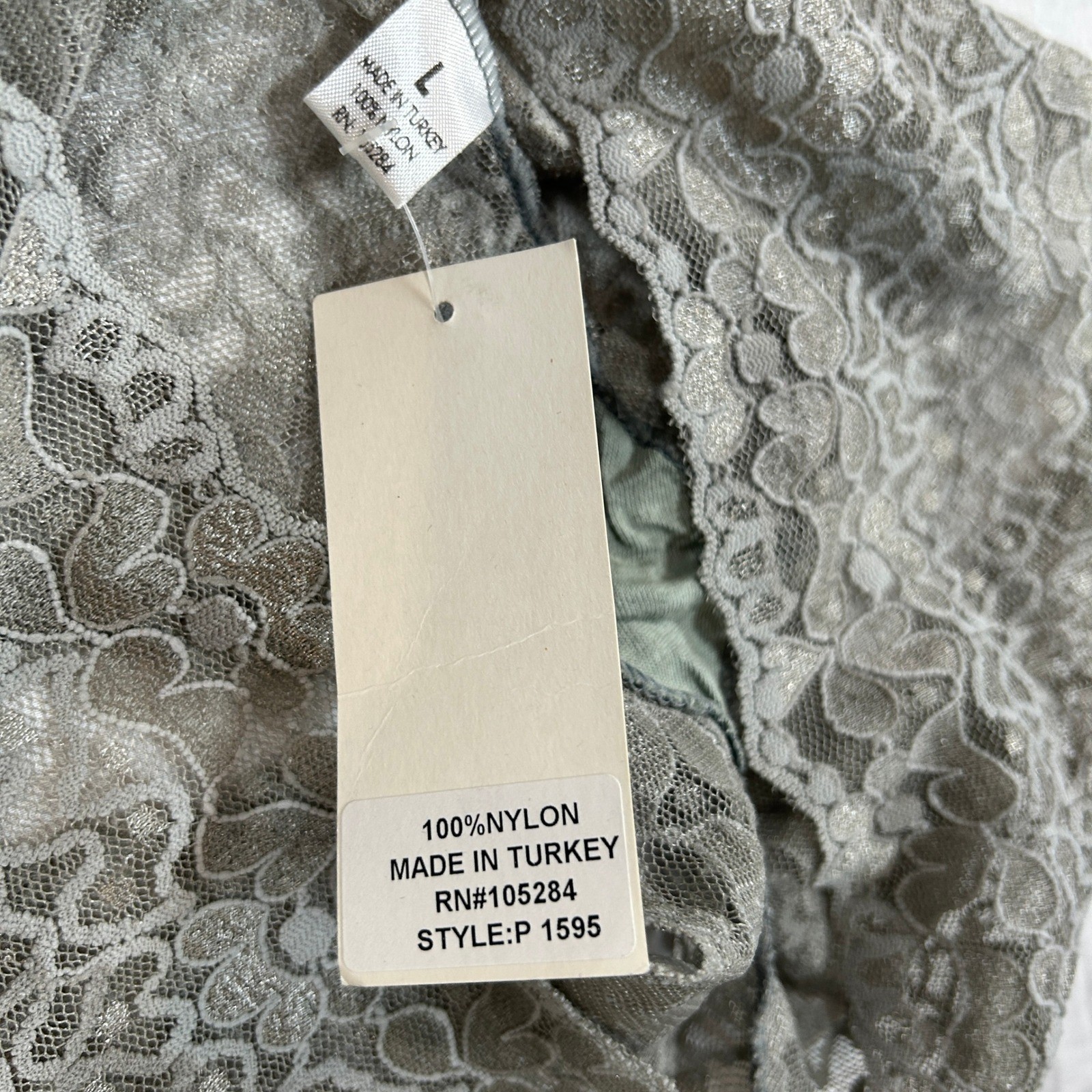Popsi VTG Silver Grey Floral Lace Boyshort Panties Large NEW