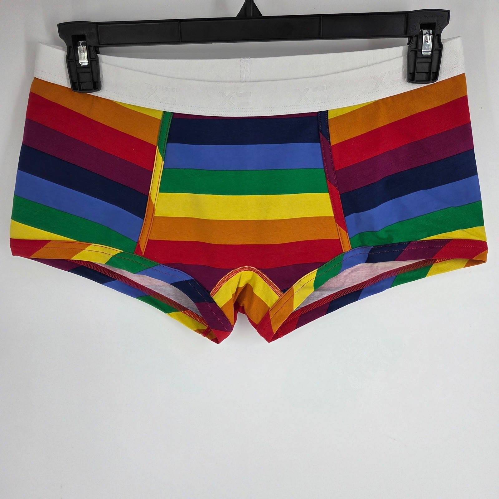 TomboyX Rainbow Stripe Boy Short Trunks Womens Large Multicolor Cotton Stretch