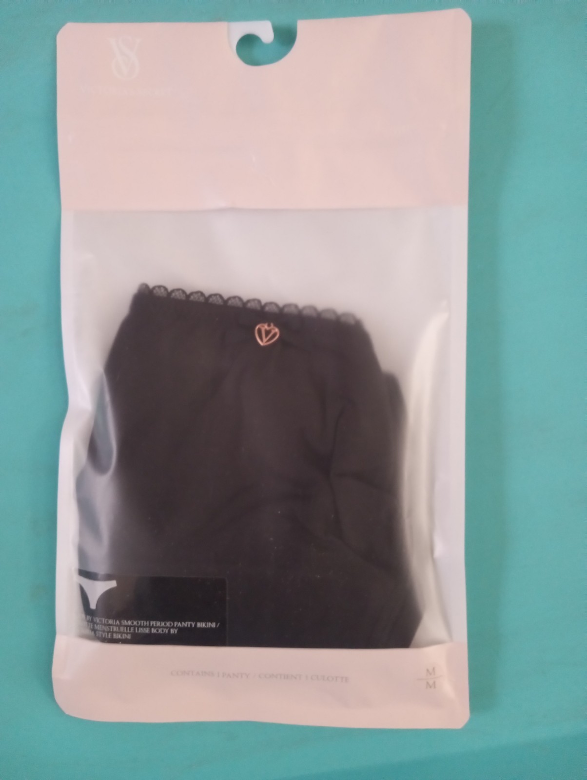 VICTORIA’S SECRET BODY BY VICTORIA PERIOD BIKINI MEDIUM BLACK LOGO CHARM NIP