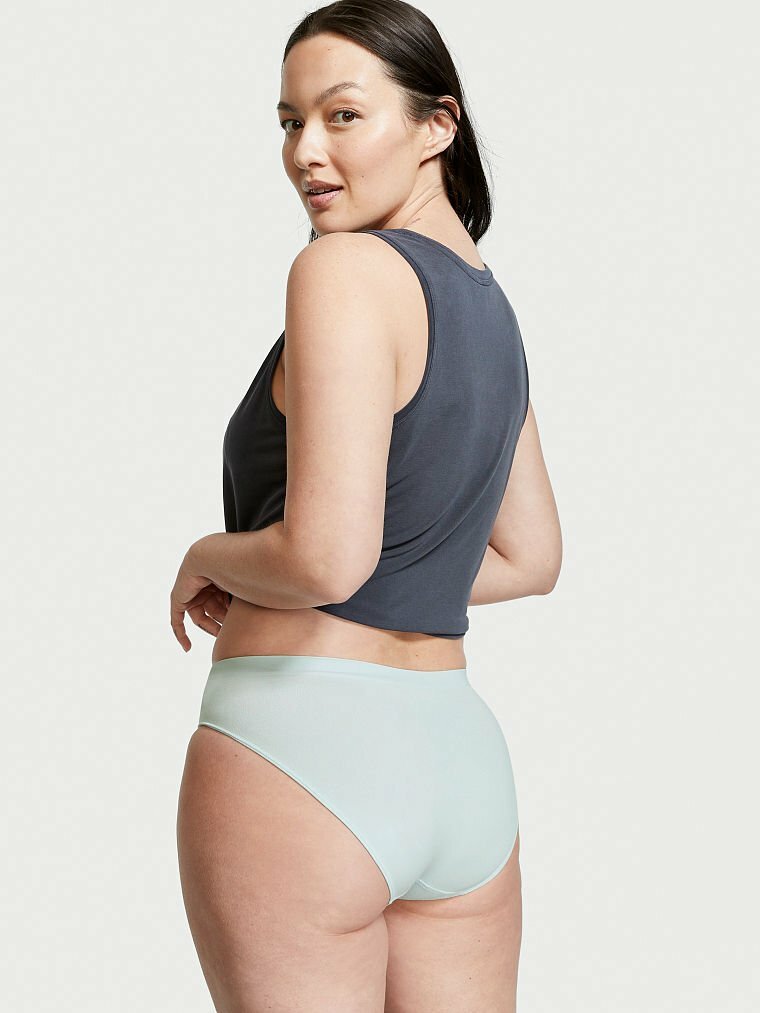 L Soft Dove Grey Gray Foggy Cloud LOGO Seamless Victorias Secret Bikini Pantie