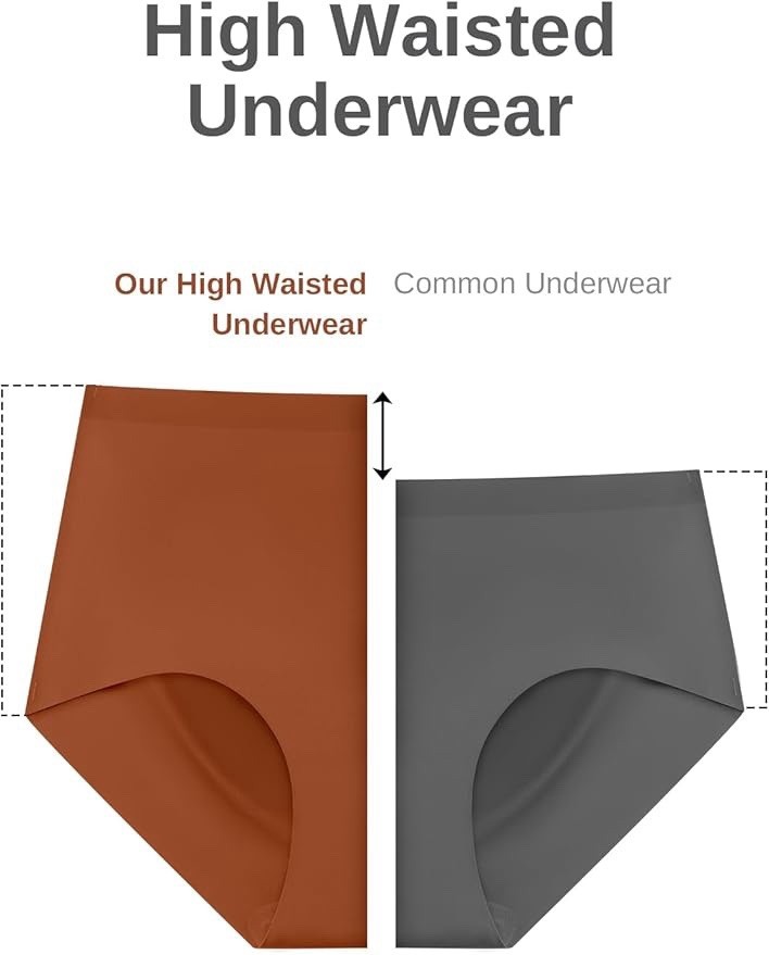 Cuweni Womens Underwear Seamless High Waist Briefs XL No Show Breathable 6 Panty