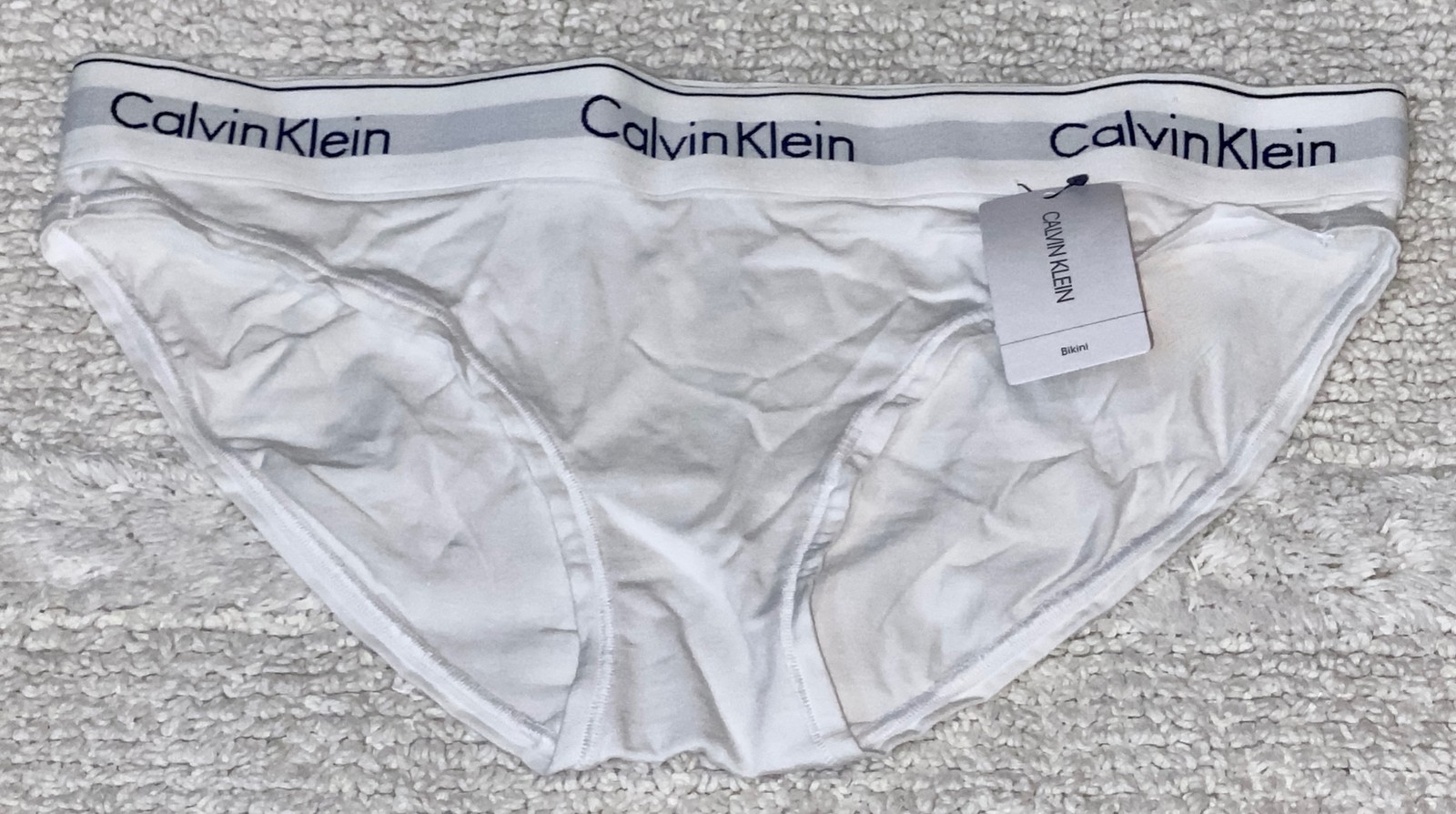 CALVIN KLEIN Modern Cotton White Black Bikini Panty NEW Womens Sz XL 8 F3787