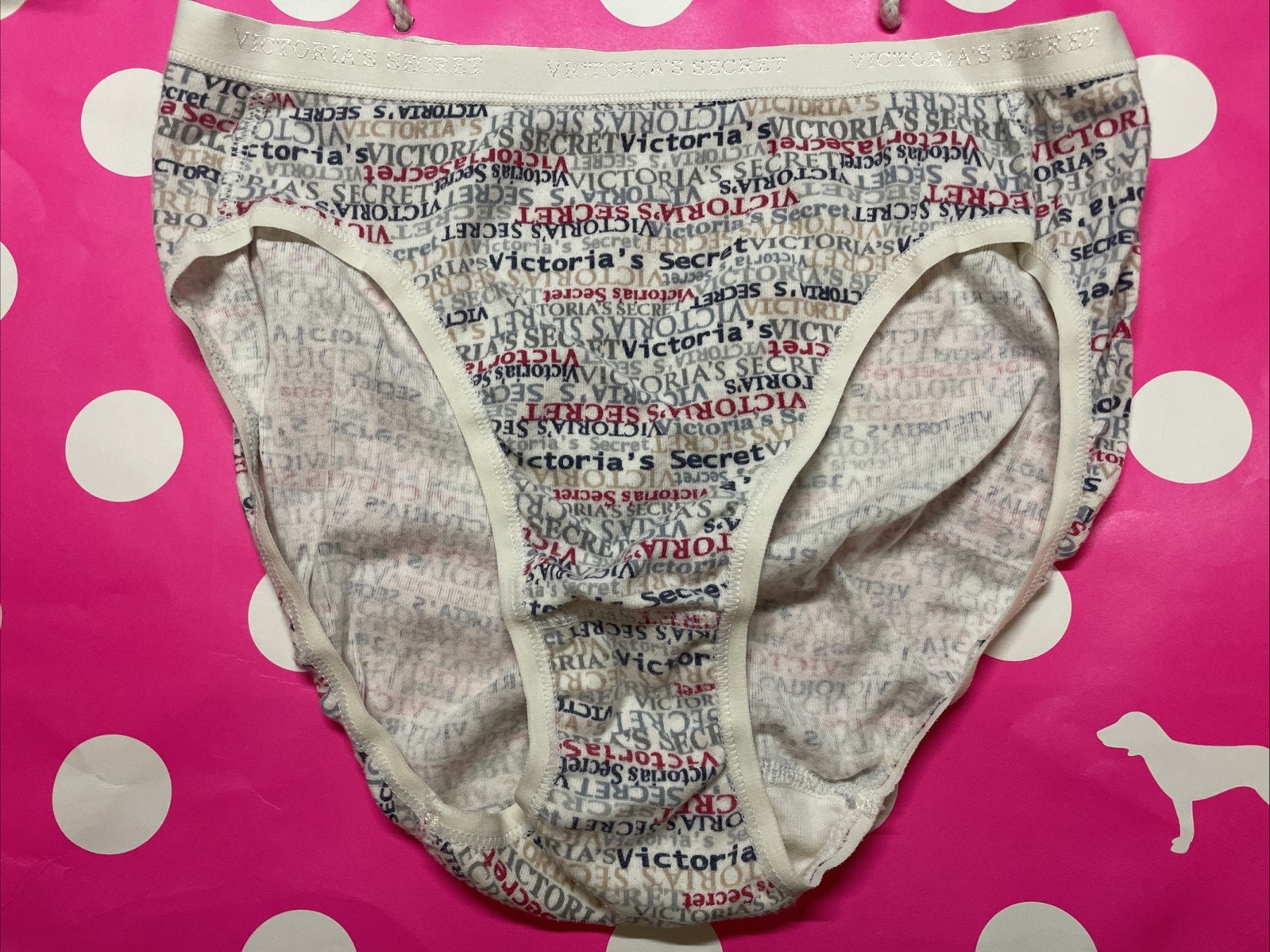Y2K Vintage Victoria Secret LOGO Cotton Signature Waist High Leg Brief Panties M