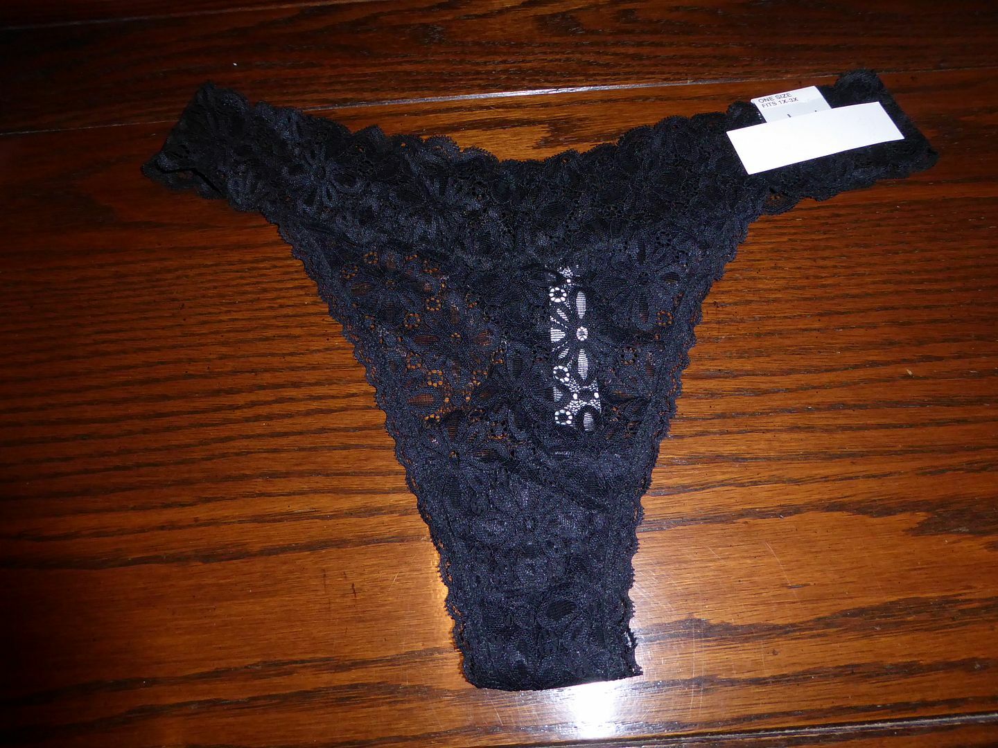 NWT JENNI STRETCH FLORAL LACE THONG PANTIES 100051410 BLACK PLUS 1 SZ FIT 1X-3X