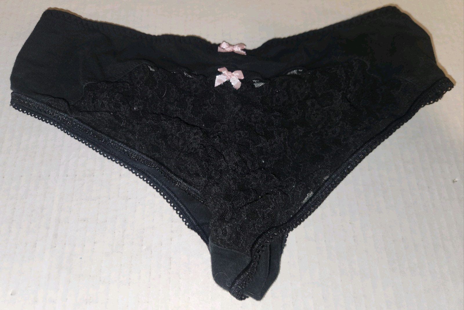 Victoria’s Secret Black Large Panties Cheeky Panty Pink Bow Early 2000s