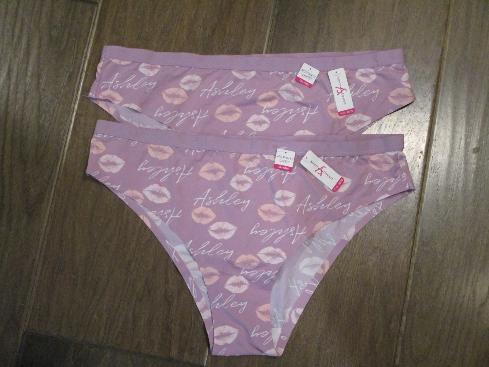 ASHLEY STEWART 2-PACK PURPLE KISSES SEAMLESS CHEEKY BIKINI PANTIES SIZE 18/20