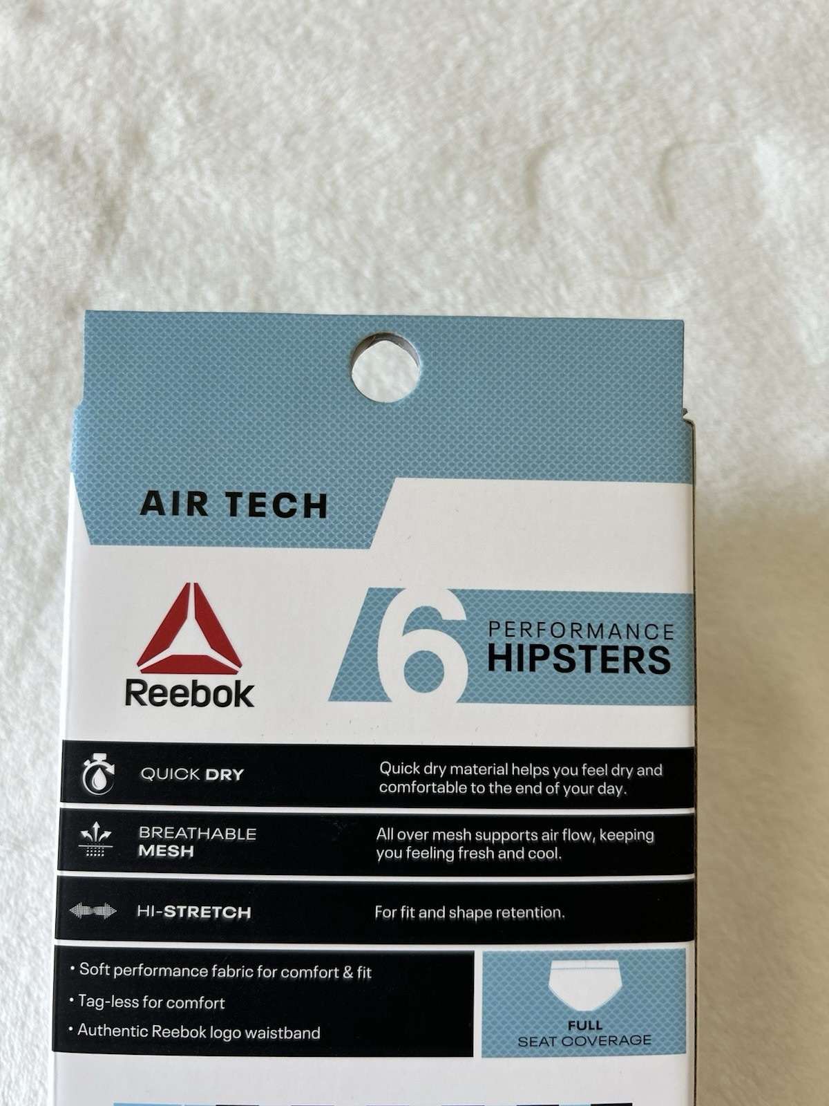 REEBOK Women’s Air Tech Stretch Mesh Assorted Performance 6-pack Hipsters Sz 2XL