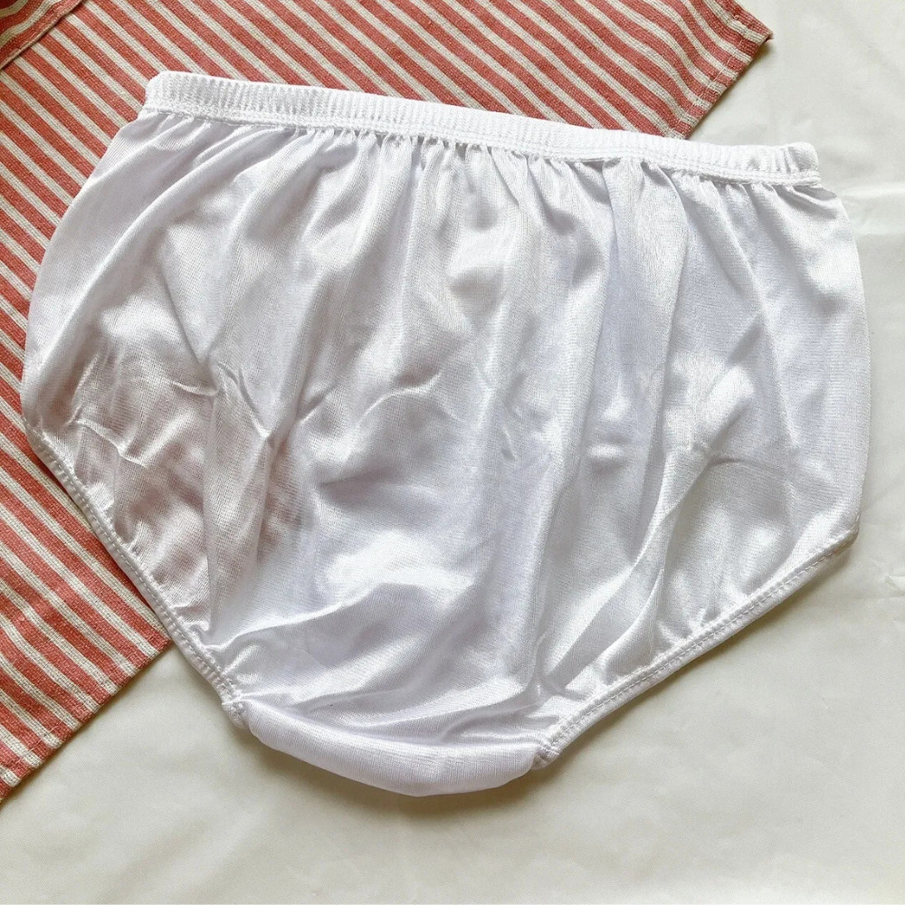 6 Pack White Nylon Briefs Unisex Underwear Soft Stretch Knickers M-2XL
