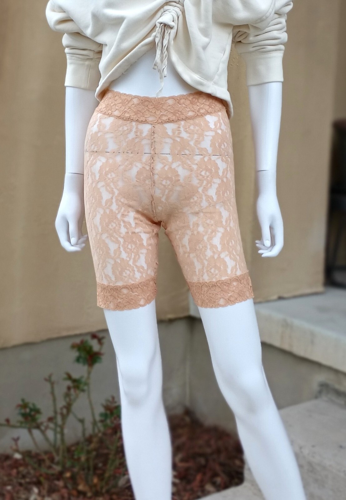Lacy Biker Shorts Underwear by Anthropologie, size XS, nude color, NWT