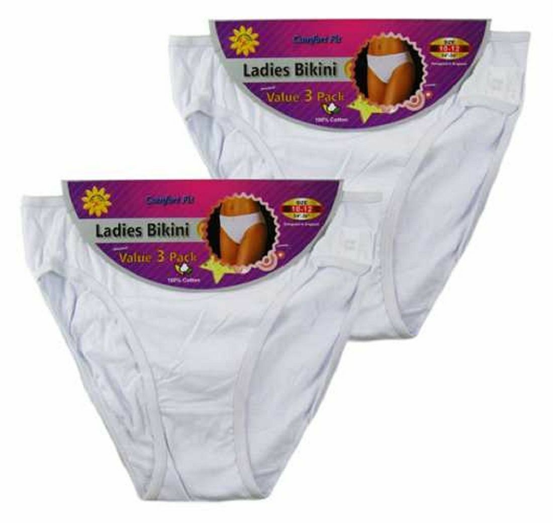 3 Pack Ladies Cotton Bikini Briefs Pants Knickers Underwear Size 10-20