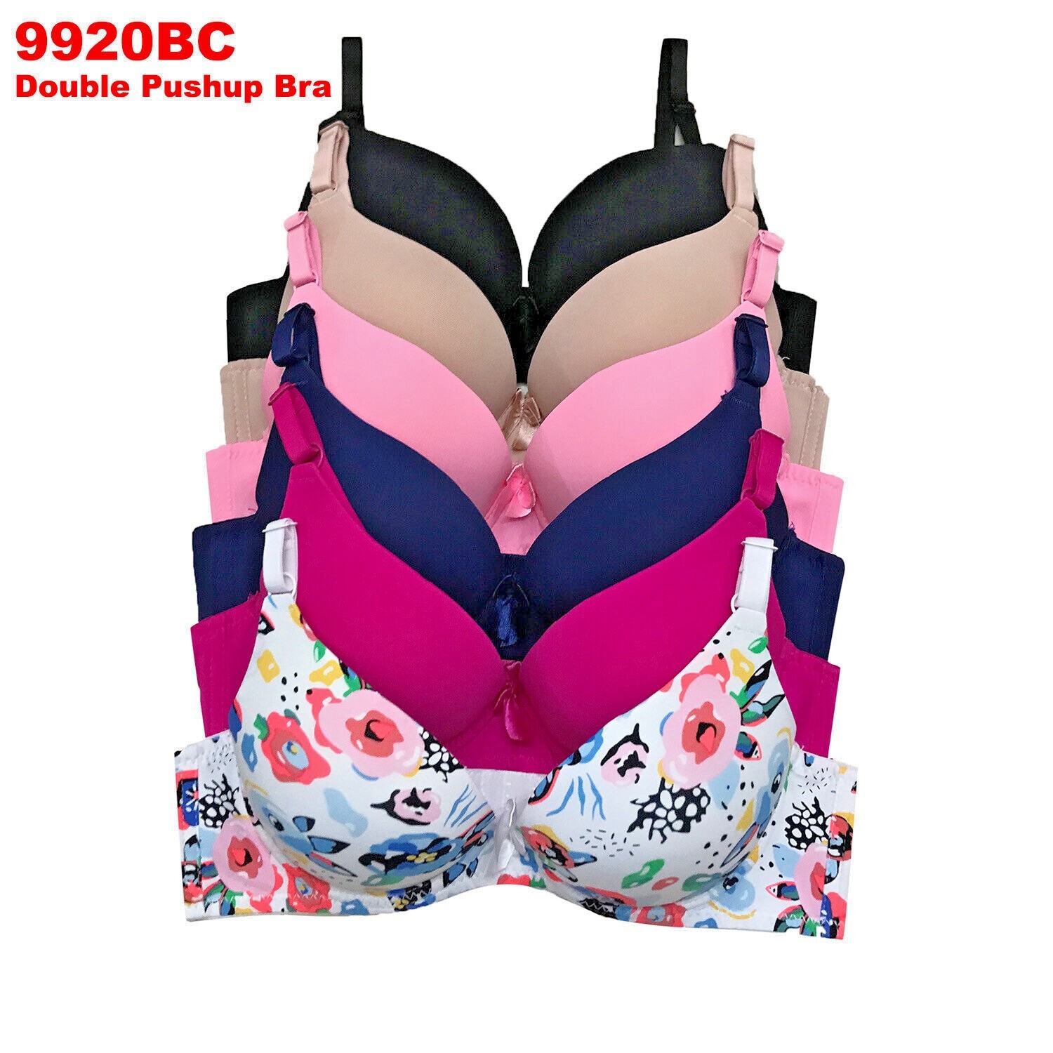 3- 6 Bras T-shirt Women’s Max Lift Extreme Push Up Add 2 Cup Push-ups 99 32B-40C