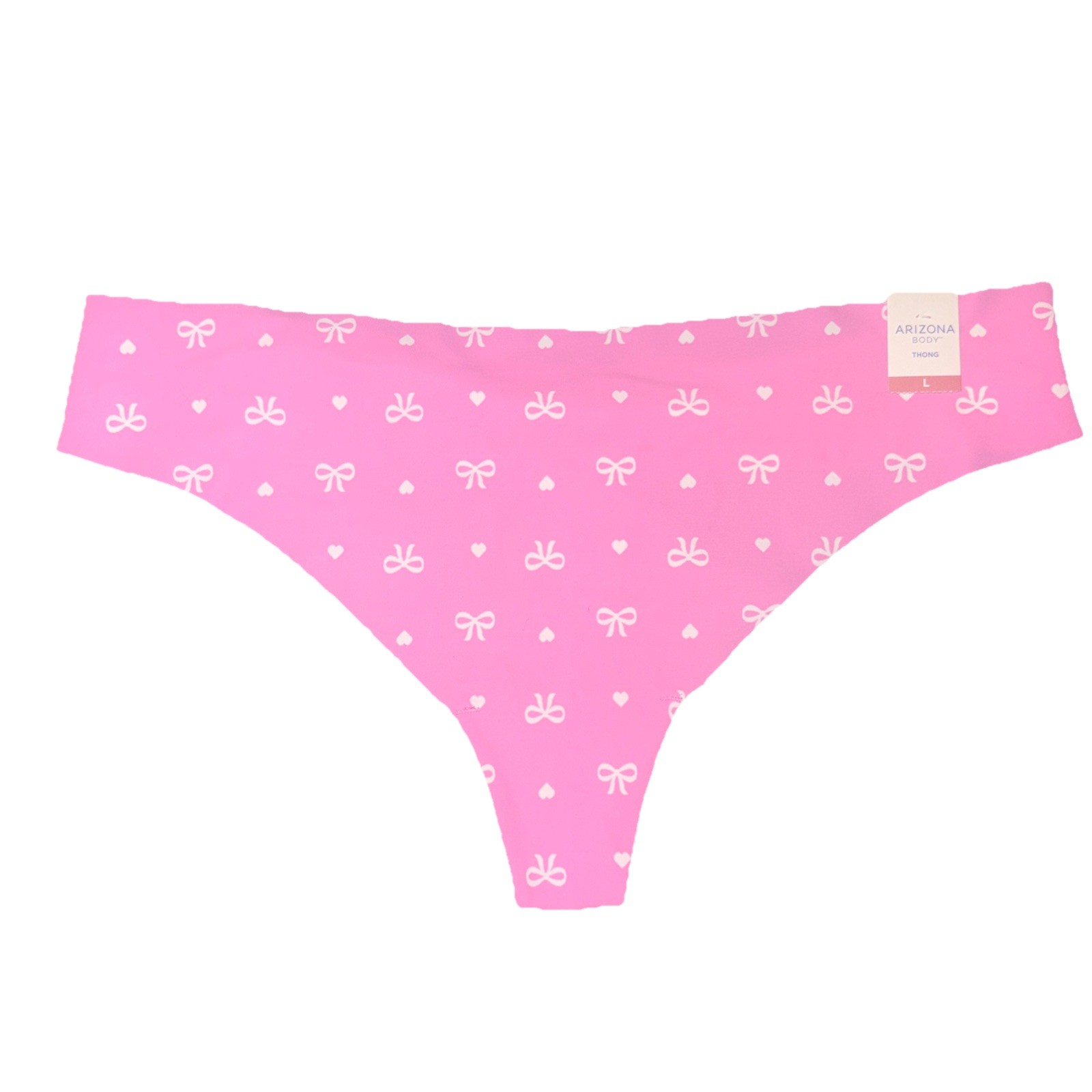 Arizona Body Pink Bow & Heart Seamless Thong – Size L