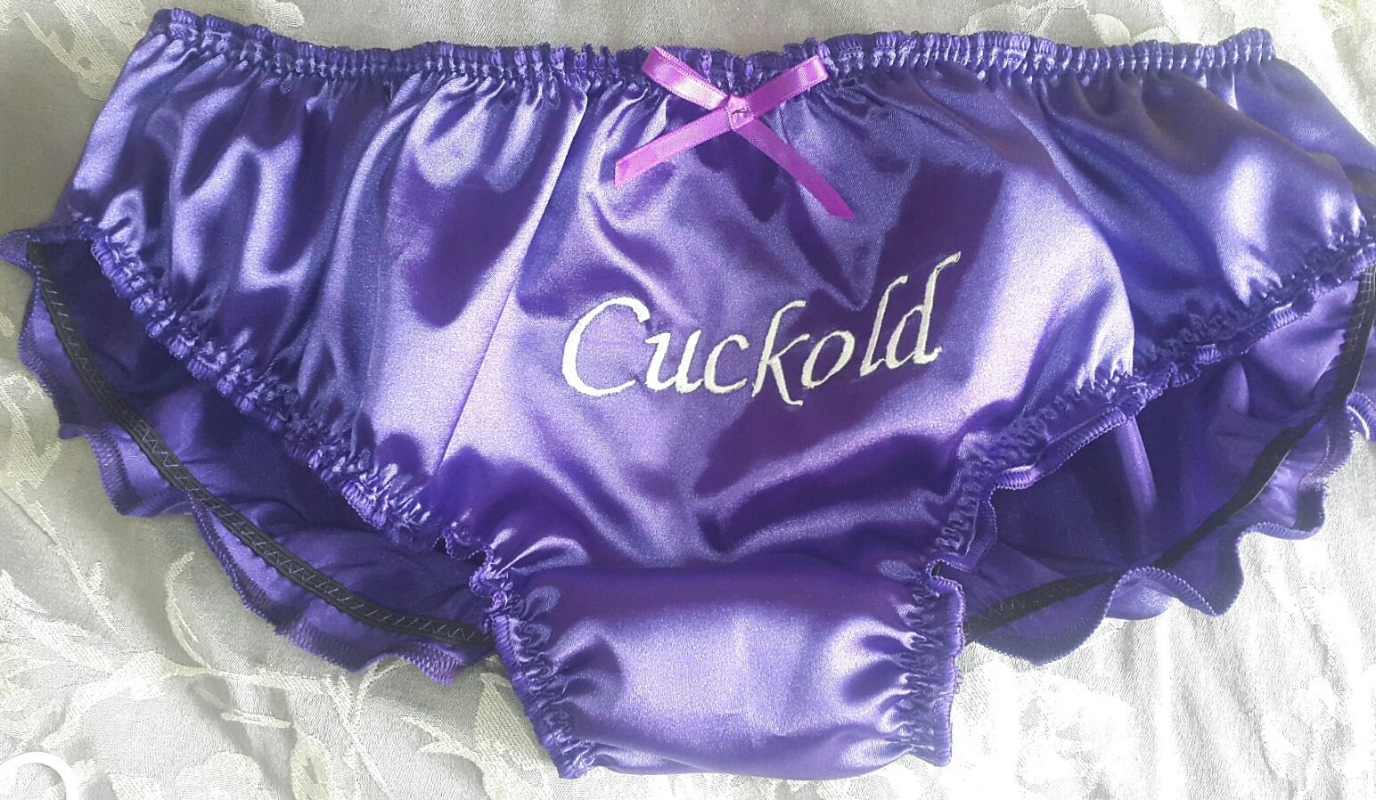 🌸MADE TO ORDER* Personalised EMBROIDERED “SATIN SISSY” Knickers any colour🌸