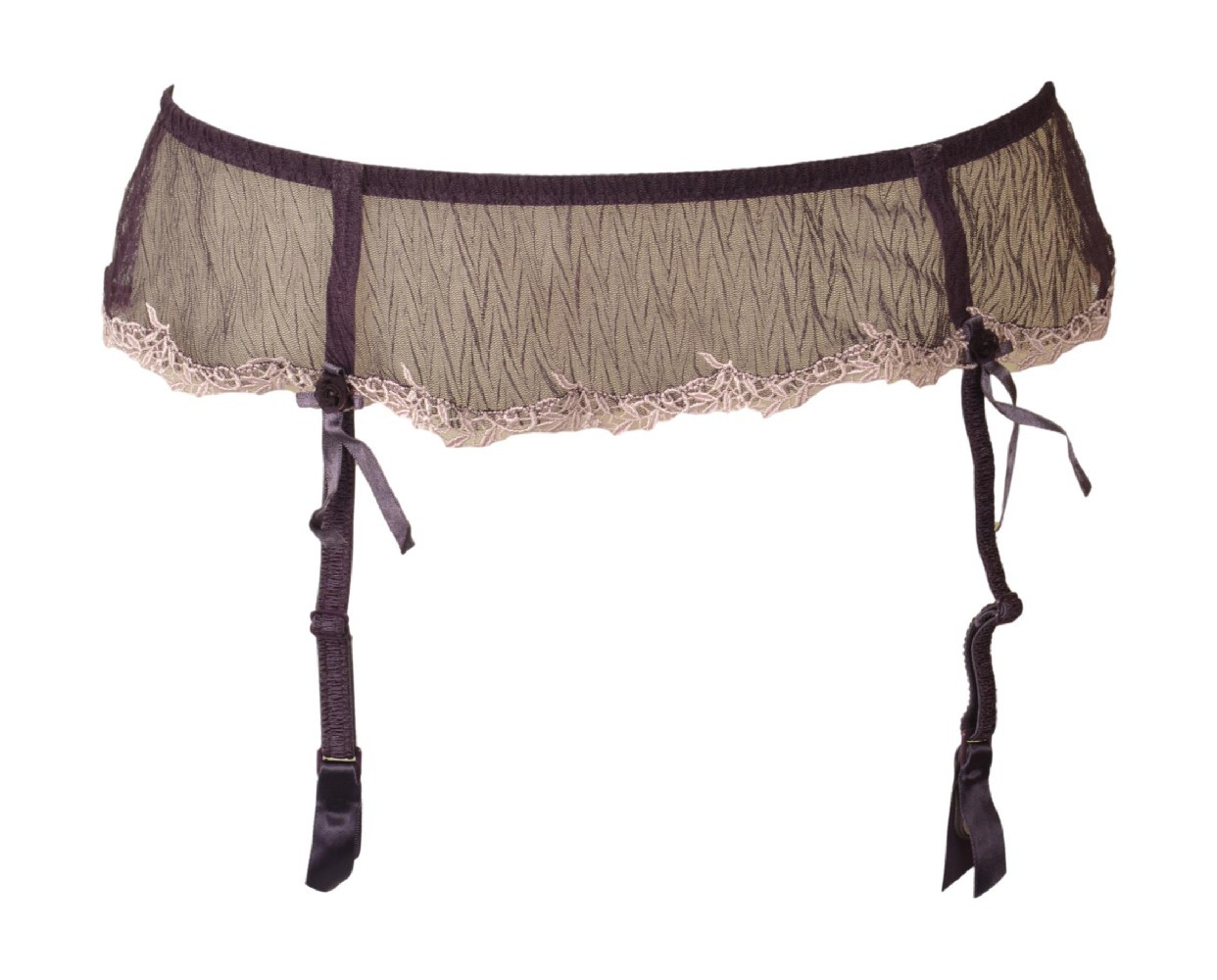 LOVABLE glam collection women’s suspender belt with lace inserts and adjustable