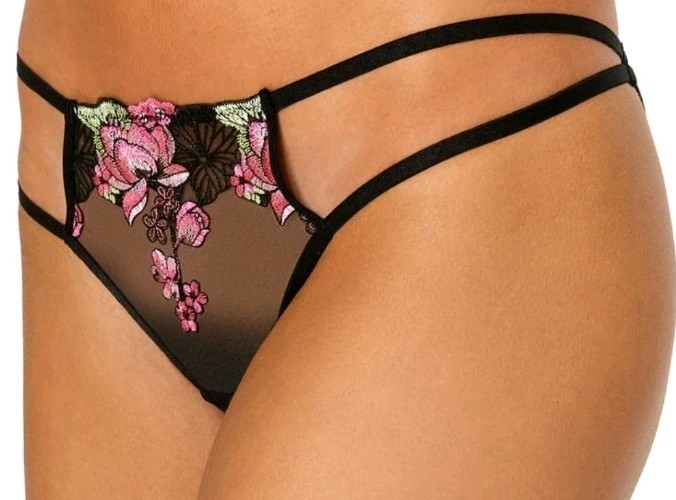 Adore Me Women’s 2X Jamilla Brazilian Panties 2 PACK Black Pink Floral #10726